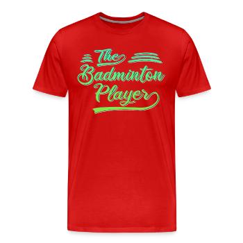 der Badminton Spieler - Männer Premium Bio T-Shirt - Rot - Vorne - Damien (186cm)