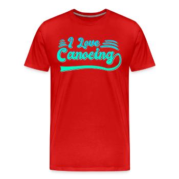 Ich liebe Kanusport - Männer Premium Bio T-Shirt - Rot - Vorne - Damien (186cm)