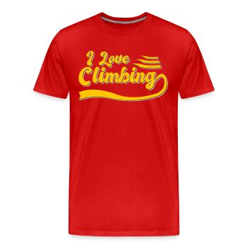 I love climbing - Men's Premium Organic T-Shirt - red - Front - Damien (186cm)
