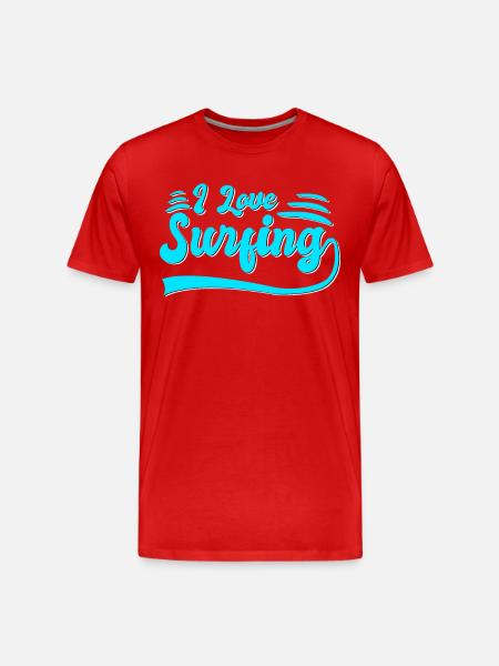 Ich liebe surfen - Männer Premium Bio T-Shirt - Rot