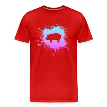 Pig - Men's Premium Organic T-Shirt - red - Front - Damien (186cm)