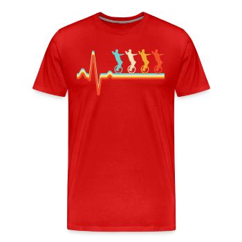 Unicycle Retro Heartbeat - T-shirt bio Premium Homme - rouge - Devant - Damien (186cm)