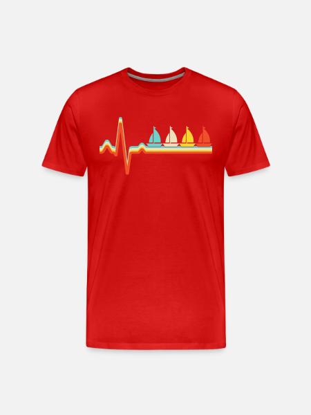Sailing Retro Heartbeat - Men's Premium Organic T-Shirt - red