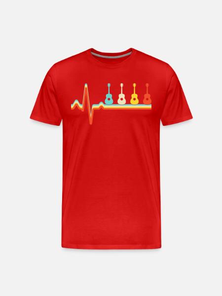 Guitar Retro Heartbeat - Men's Premium Organic T-Shirt - red