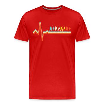 Pêche Retro Heartbeat - T-shirt bio Premium Homme - rouge - Devant - Damien (186cm)