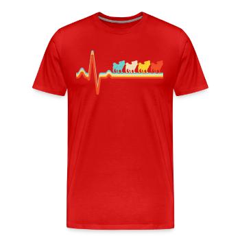 Pug Retro Heartbeat - T-shirt bio Premium Homme - rouge - Devant - Damien (186cm)