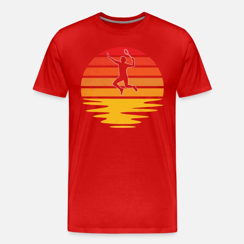 Badminton Retro - Männer Premium Bio T-Shirt - Rot