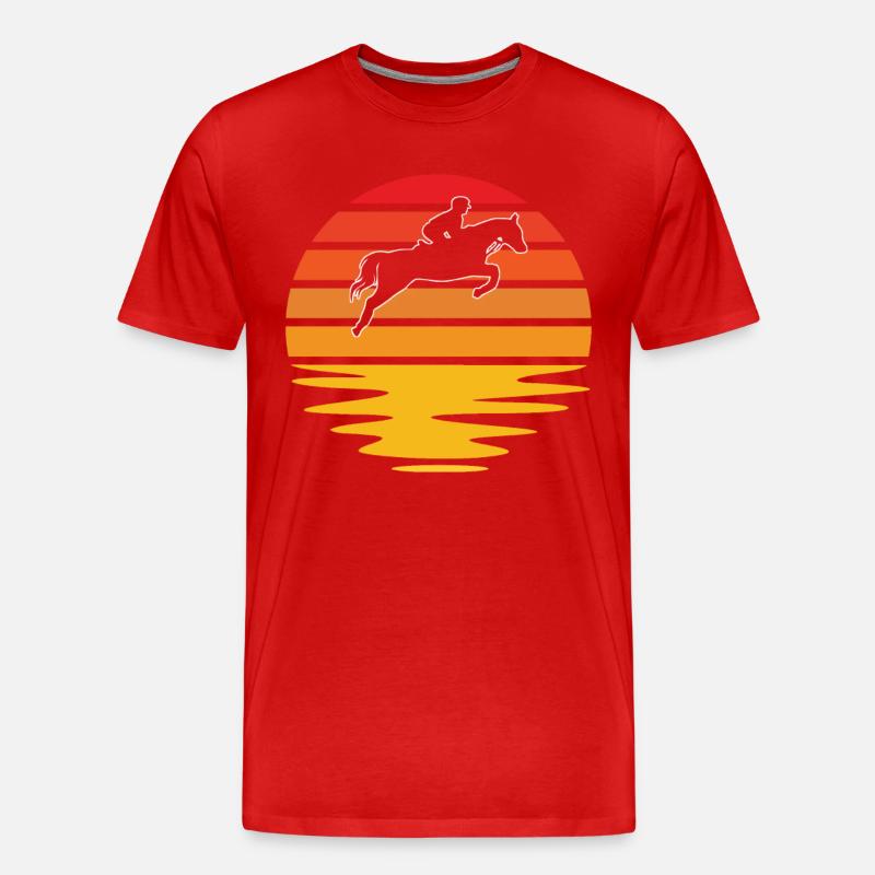 Pferde Retro - Männer Premium Bio T-Shirt - Rot