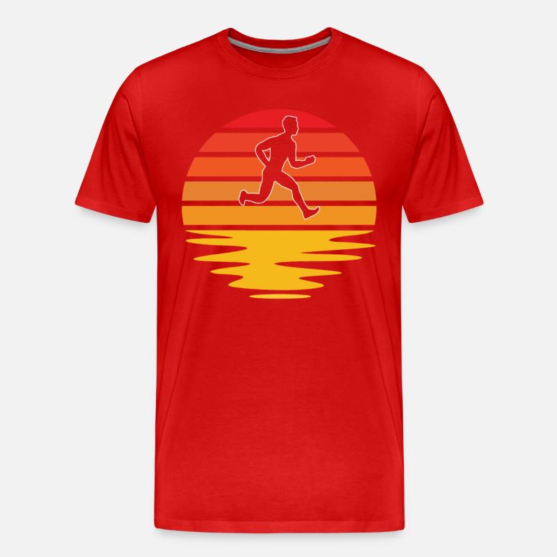 Joggen Retro - Männer Premium Bio T-Shirt - Rot