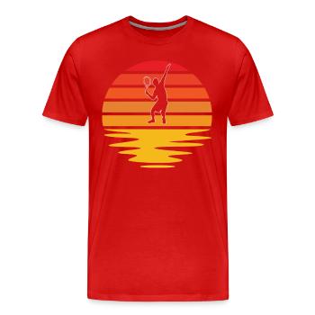 Tennis Retro - Men's Premium Organic T-Shirt - red - Front - Damien (186cm)
