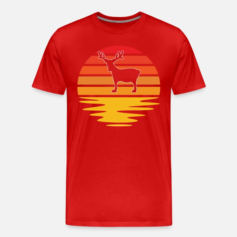 Elch Retro - Männer Premium Bio T-Shirt - Rot