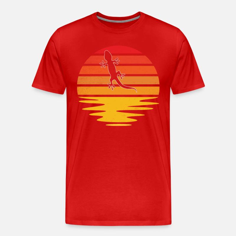 Eidechse Retro - Männer Premium Bio T-Shirt - Rot