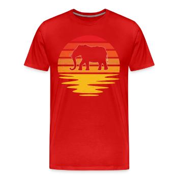 Elefant Retro - Männer Premium Bio T-Shirt - Rot - Vorne - Damien (186cm)
