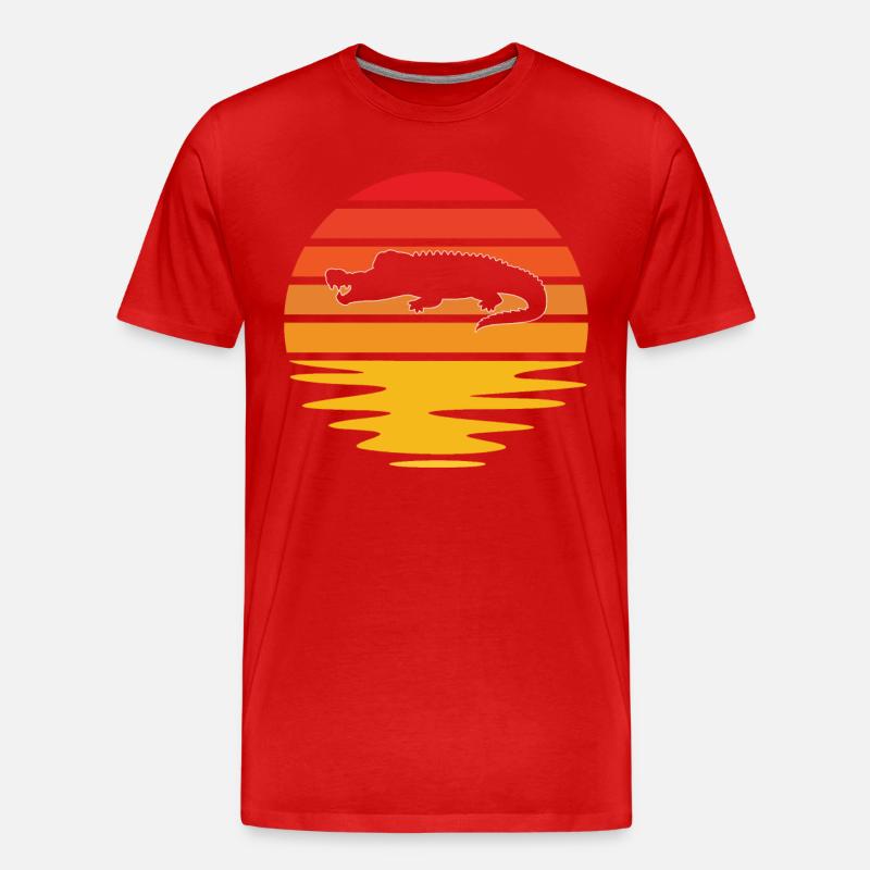 Krokodil Retro - Männer Premium Bio T-Shirt - Rot