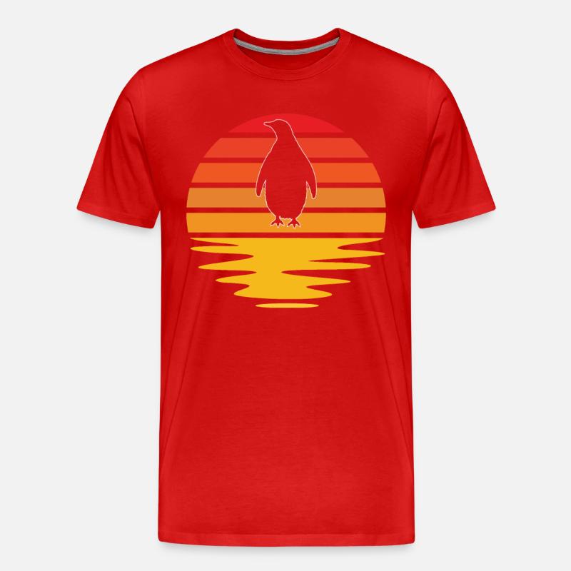 Pinguin Retro - Männer Premium Bio T-Shirt - Rot