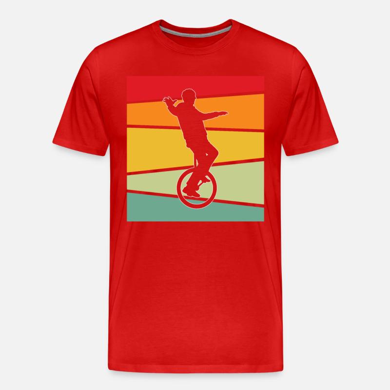 Einrad Retro - Männer Premium Bio T-Shirt - Rot