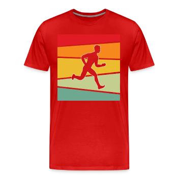 Jogging Rétro - T-shirt bio Premium Homme - rouge - Devant - Damien (186cm)