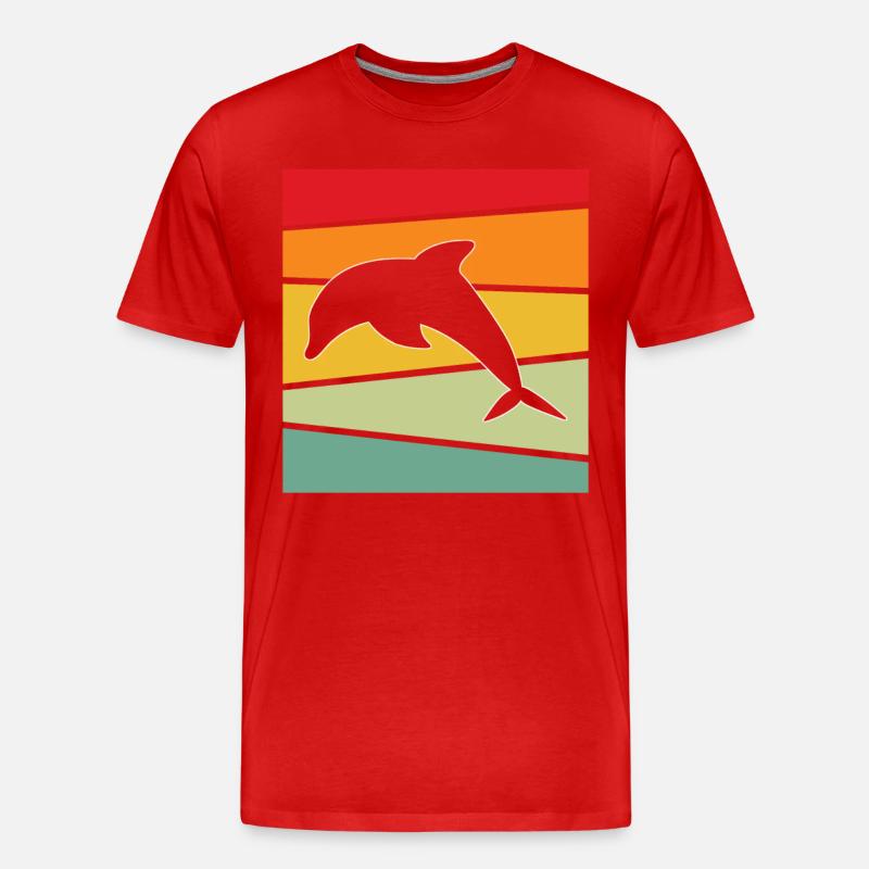 Delfin Retro - Männer Premium Bio T-Shirt - Rot