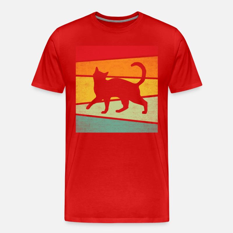 Katze Retro - Männer Premium Bio T-Shirt - Rot