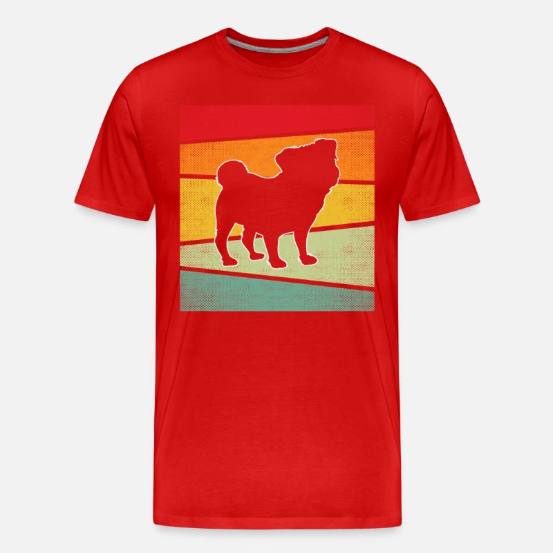 Mops Retro - Männer Premium Bio T-Shirt - Rot