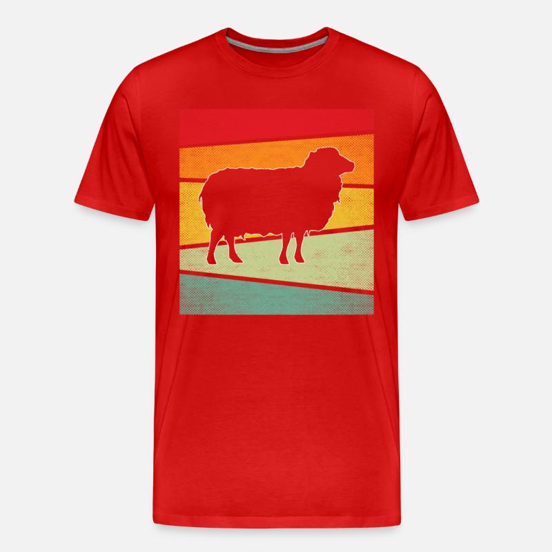 Schaf Retro - Männer Premium Bio T-Shirt - Rot