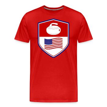 American Flag Curling Team Winter Ice Sport USA - Männer Premium Bio T-Shirt - Rot - Vorne - Damien (186cm)