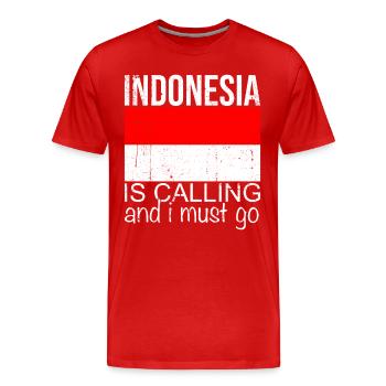 Citation Indonésie - T-shirt bio Premium Homme - rouge - Devant - Damien (186cm)