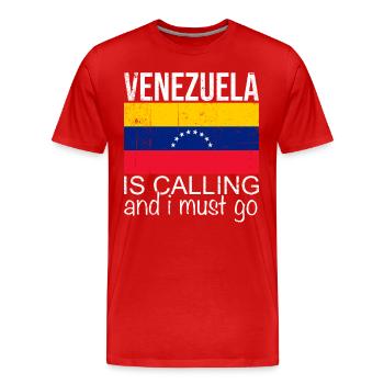 Venezuela Quote - Men's Premium Organic T-Shirt - red - Front - Damien (186cm)