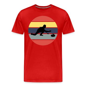 Stone Curling Wintersport 80er Jahre Stil Retro Vintage - Männer Premium Bio T-Shirt - Rot - Vorne - Damien (186cm)