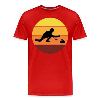 Stone Curling Wintersport 80er Jahre Stil Retro Vintage - Männer Premium Bio T-Shirt - Rot - Vorne - Damien (186cm)