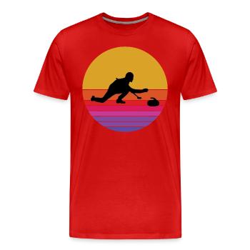 Stone Curling Wintersport 80er Jahre Stil Retro Vintage - Männer Premium Bio T-Shirt - Rot - Vorne - Damien (186cm)