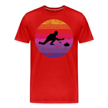 Stone Curling Wintersport 80er Jahre Stil Retro Vintage - Männer Premium Bio T-Shirt - Rot - Vorne - Damien (186cm)