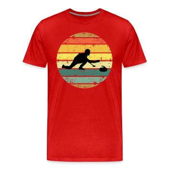 Stone Curling Wintersport 80er Jahre Stil Retro Vintage - Männer Premium Bio T-Shirt - Rot - Vorne - Damien (186cm)