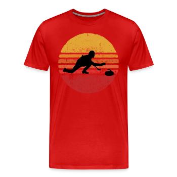 Stone Curling Wintersport 80er Jahre Stil Retro Vintage - Männer Premium Bio T-Shirt - Rot - Vorne - Damien (186cm)