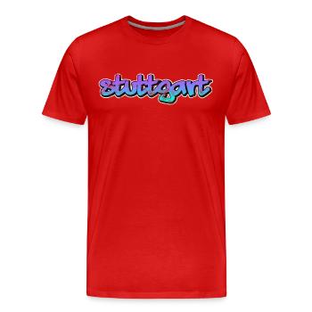 Stuttgart - Männer Premium Bio T-Shirt - Rot - Vorne - Damien (186cm)