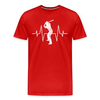 Battement de cœur de baseball - T-shirt bio Premium Homme - rouge - Devant - Damien (186cm)