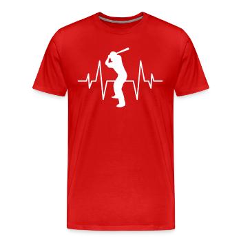 Battements de cœur de baseball - T-shirt bio Premium Homme - rouge - Devant - Damien (186cm)
