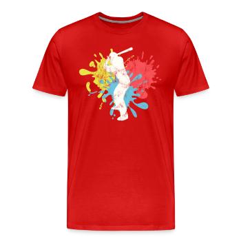 Baseball - Männer Premium Bio T-Shirt - Rot - Vorne - Damien (186cm)