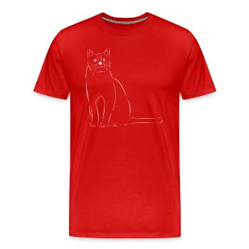 Chat dessiné - T-shirt bio Premium Homme - rouge - Devant - Damien (186cm)
