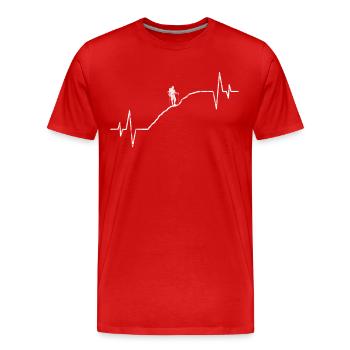 Wandern Wanderer Herzschlag - Männer Premium Bio T-Shirt - Rot - Vorne - Damien (186cm)