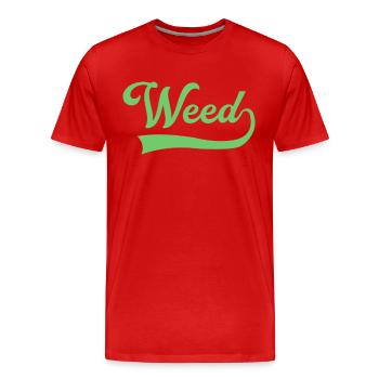 Lettrage des mauvaises herbes - T-shirt bio Premium Homme - rouge - Devant - Damien (186cm)