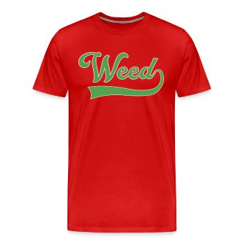 Lettrage des mauvaises herbes - T-shirt bio Premium Homme - rouge - Devant - Damien (186cm)
