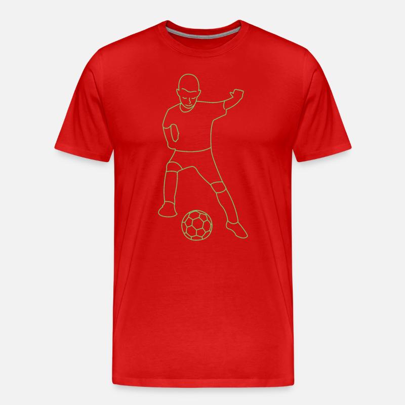 Fußball Junge gezeichnet - Männer Premium Bio T-Shirt - Rot