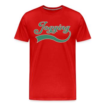 Lettrage de jogging - T-shirt bio Premium Homme - rouge - Devant - Damien (186cm)