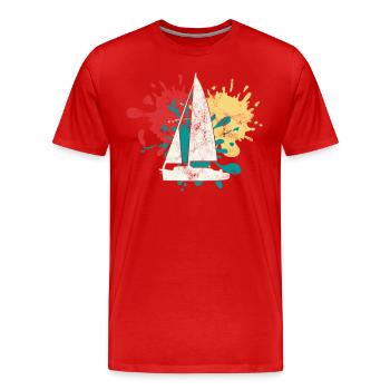 Sailing Boat Silhouette - Men's Premium Organic T-Shirt - red - Front - Damien (186cm)