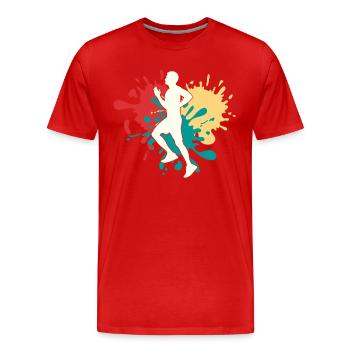 Jogging Jogger Silhouette - Men's Premium Organic T-Shirt - red - Front - Damien (186cm)