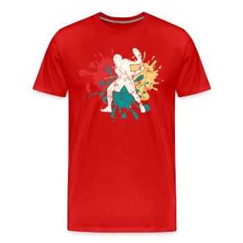 Tennis Silhouette - Men's Premium Organic T-Shirt - red - Front - Damien (186cm)