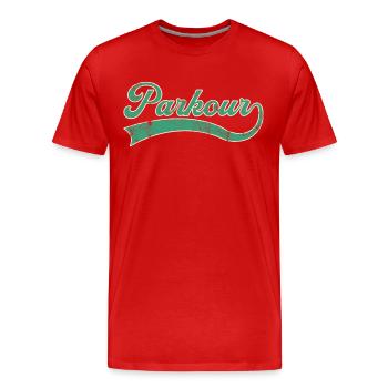 Lettrage Parkour - T-shirt bio Premium Homme - rouge - Devant - Damien (186cm)