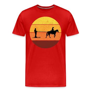 Ski Cheval Sport d’hiver Rétro Vintage - T-shirt bio Premium Homme - rouge - Devant - Damien (186cm)