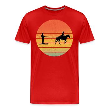 Ski Cheval Sport d’hiver Rétro Vintage - T-shirt bio Premium Homme - rouge - Devant - Damien (186cm)